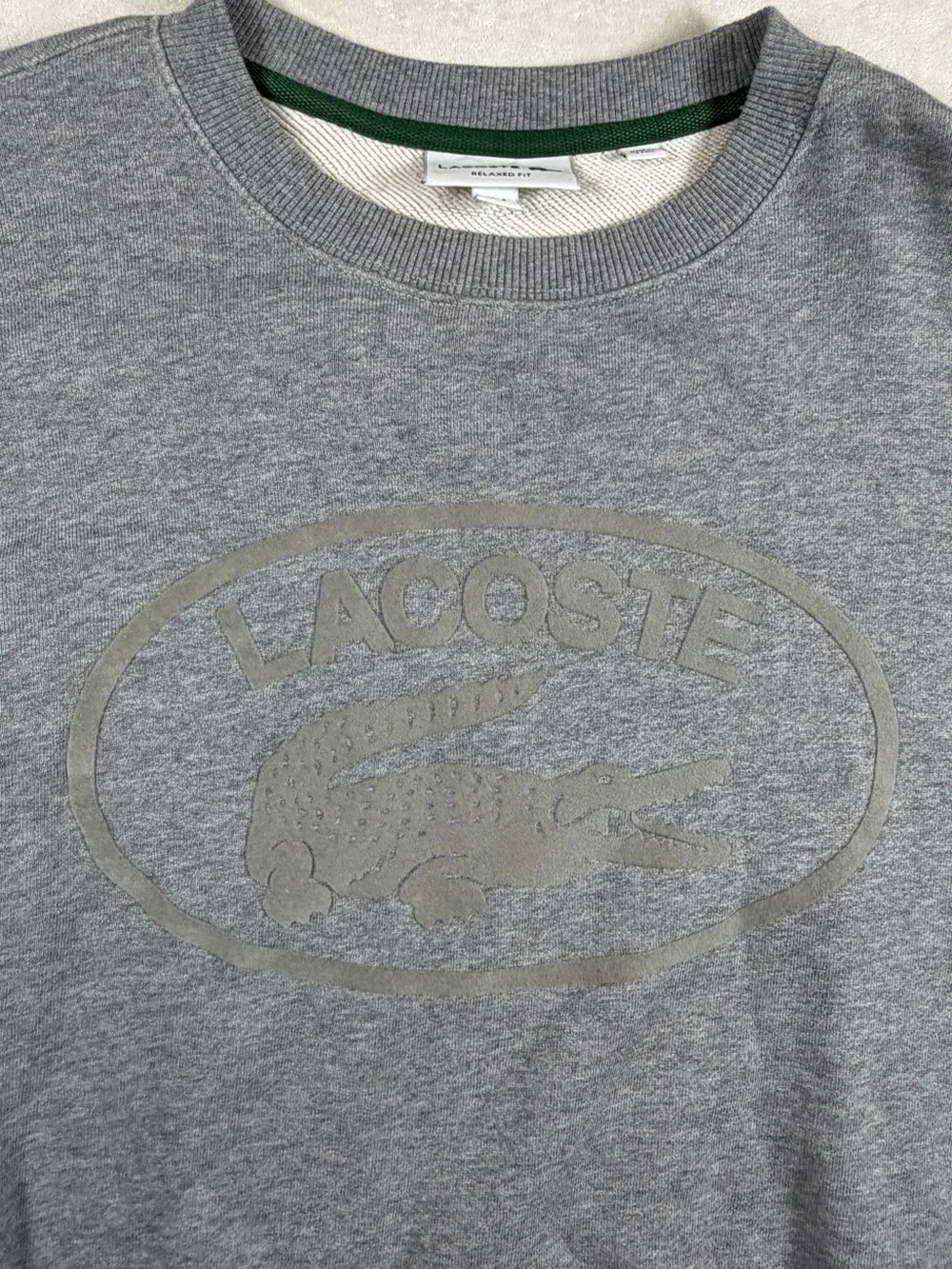 Lacoste FR 4 US Medium Men's Light Grey Crewneck Sweatshirt with Embossed Logo